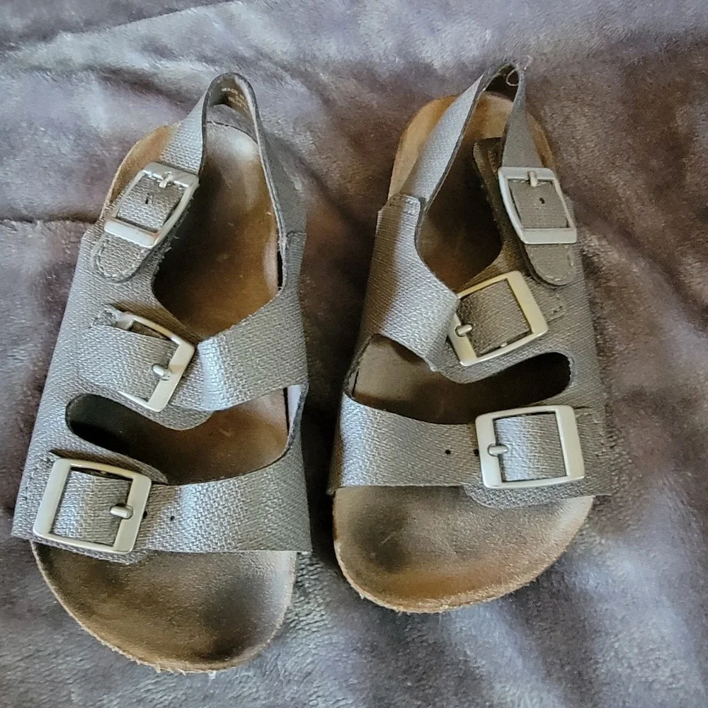 Gap Earth Sandal Kids 7 Blue Grey Argyle Good Buckle Cork Footbed 689190-00